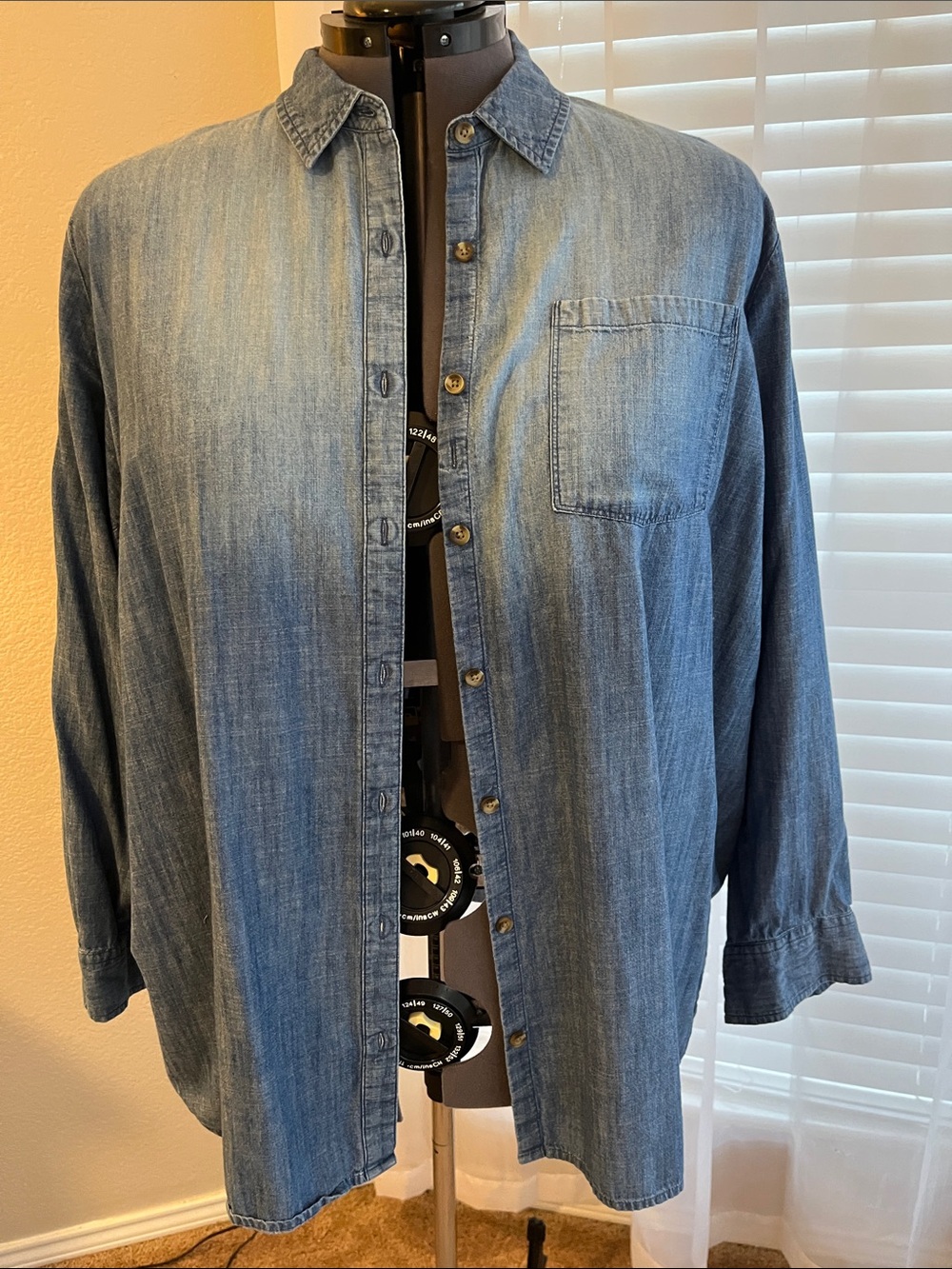 Sonoma Light Blue Denim Button-Down Cotton Shirt 3x 22 24